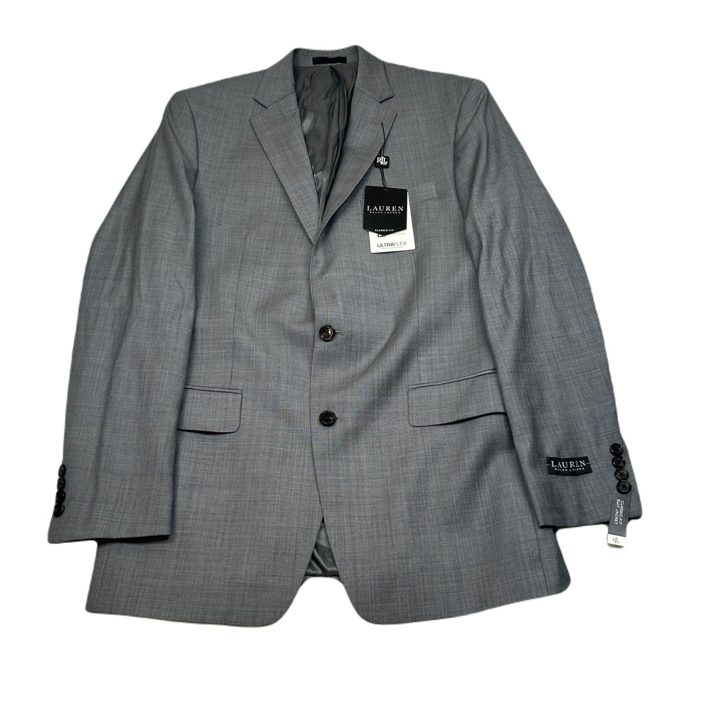 Lauren Ralph Lauren‎ Suit Jacket Mens 40L 40 Lt Grey Ultraflex Classic Fit $450